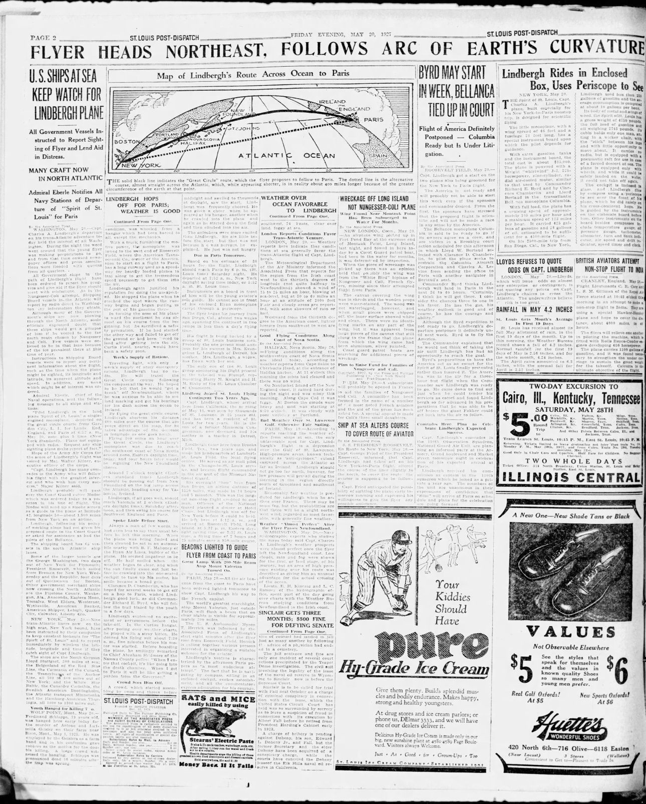 May 20, 1927 - U.S. Ships at Sea Keep Watch for Lindberg Plane